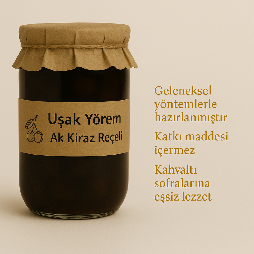 Ak Kiraz Reçeli 800g Uşak Yörem