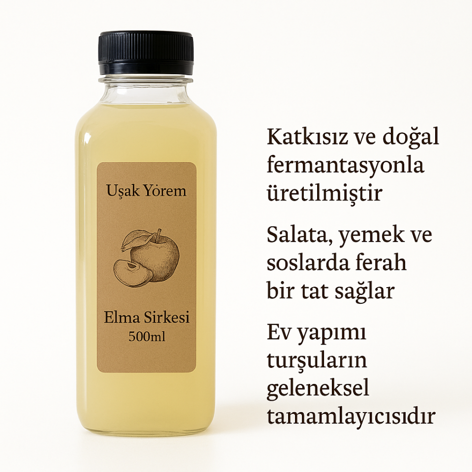 Elma Sirkesi 500 ml Ev Yapımı Uşak Yörem