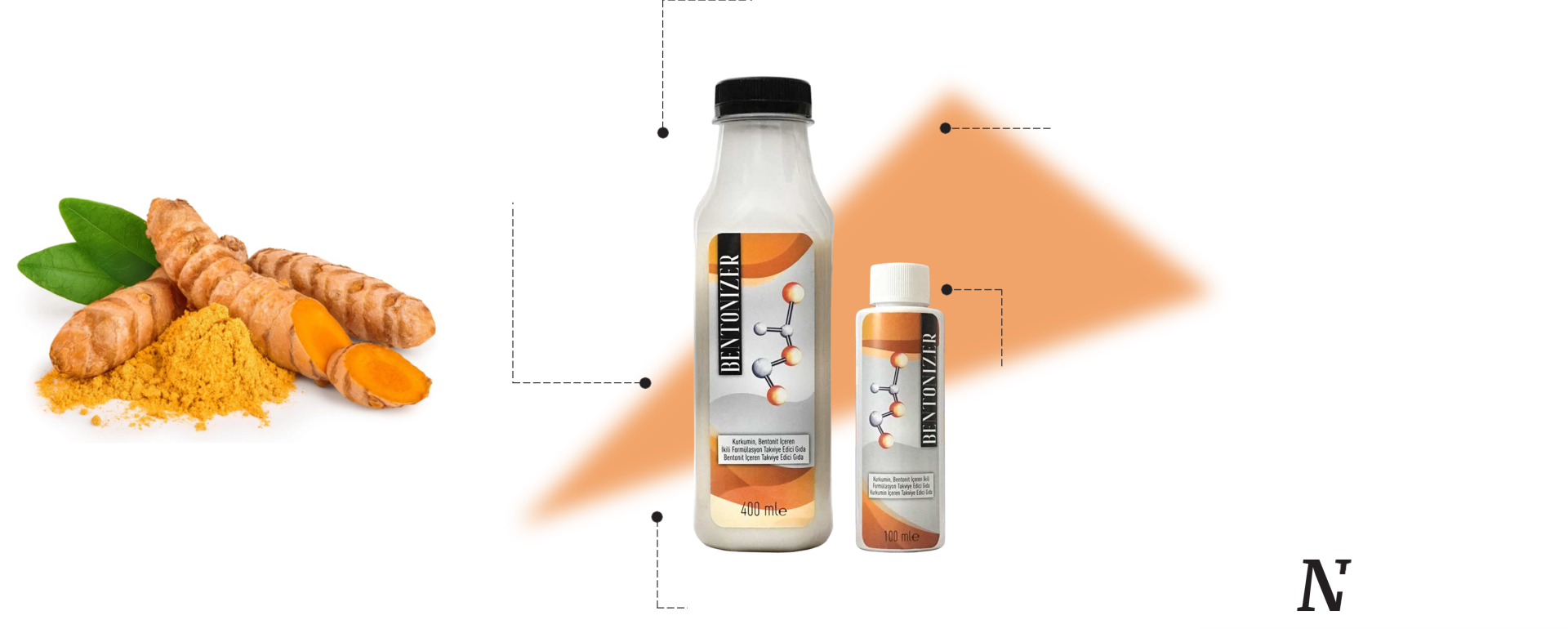 Bentonizer Kurkumin ve Bentonit İçeren Takviye Edici Gıda 500 ml.